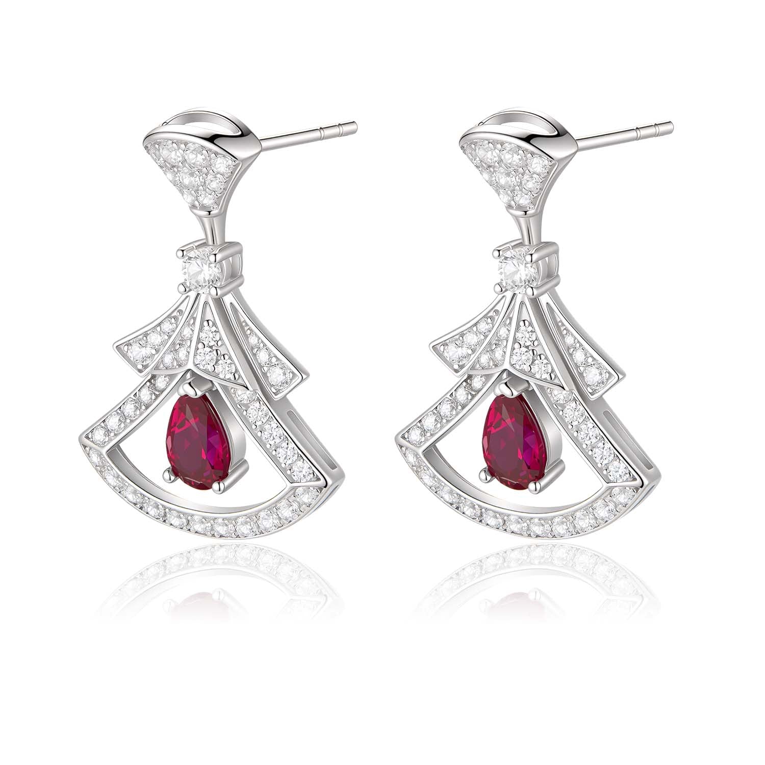 S925 Silver Cultured Red Treasure Earrings