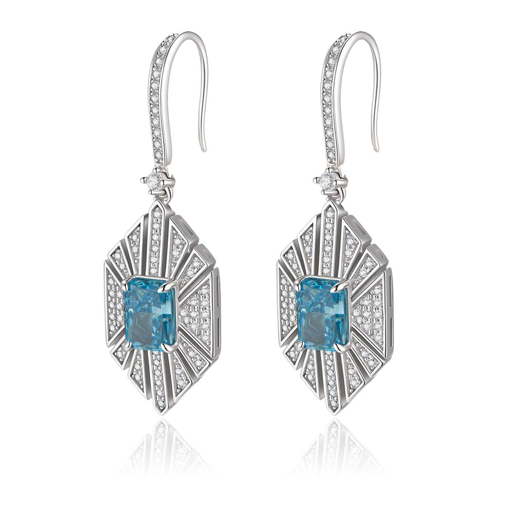 S925 Silver-plated Cubic Zirconia Blue Earrings
