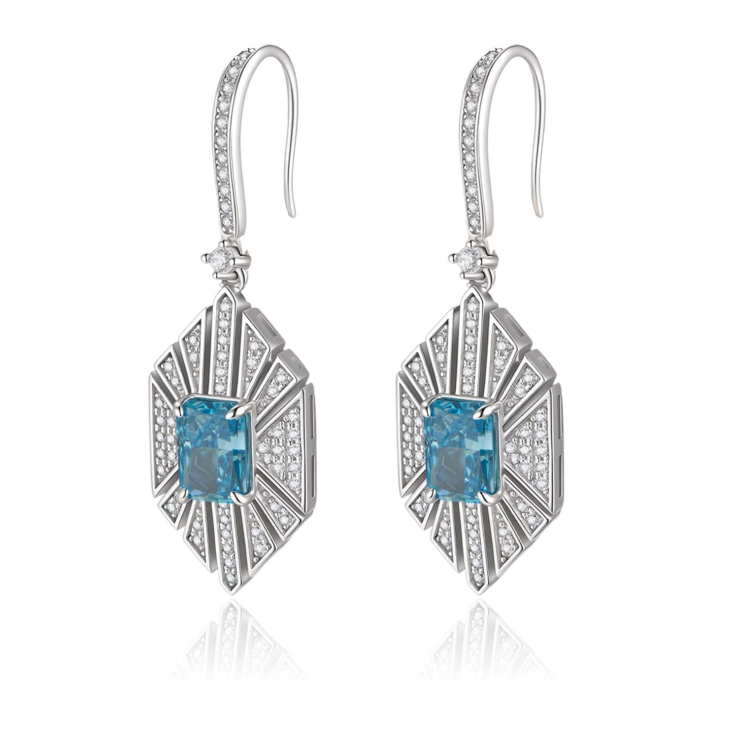S925 Silver-plated Cubic Zirconia Blue Earrings