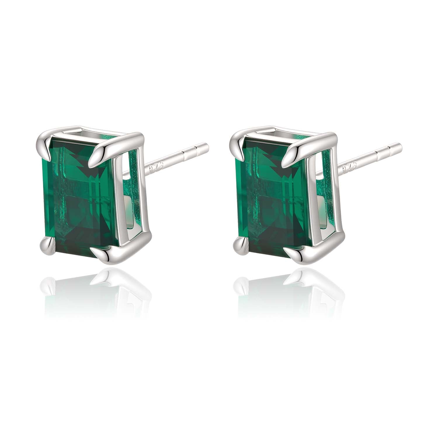 S925 Silver Earrings with Cultivated Emerald