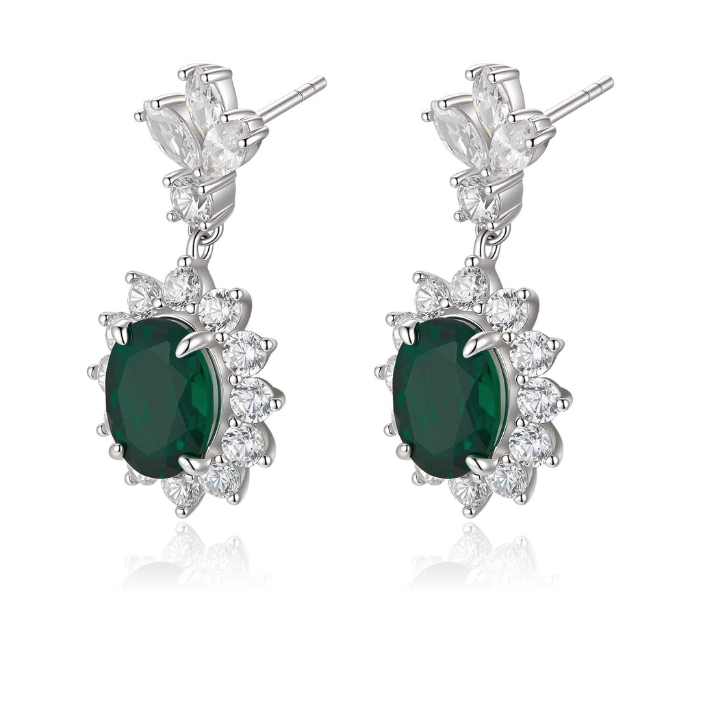 S925 Silver Earrings with Cultivated Emerald