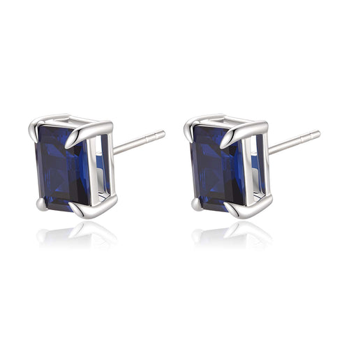 S925 Silver Cultured Blue Sapphire Earrings