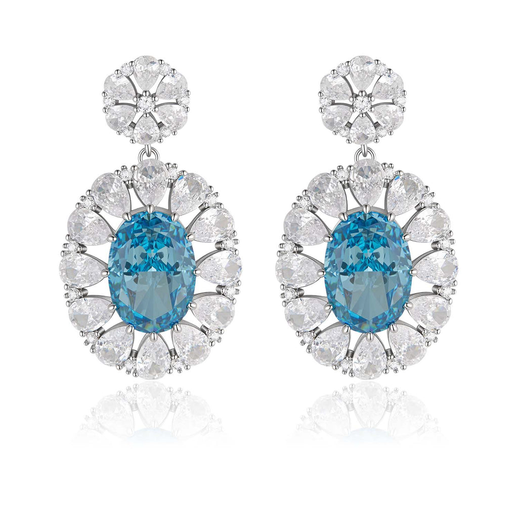 S925 Silver-plated Cubic Zirconia Blue Earrings
