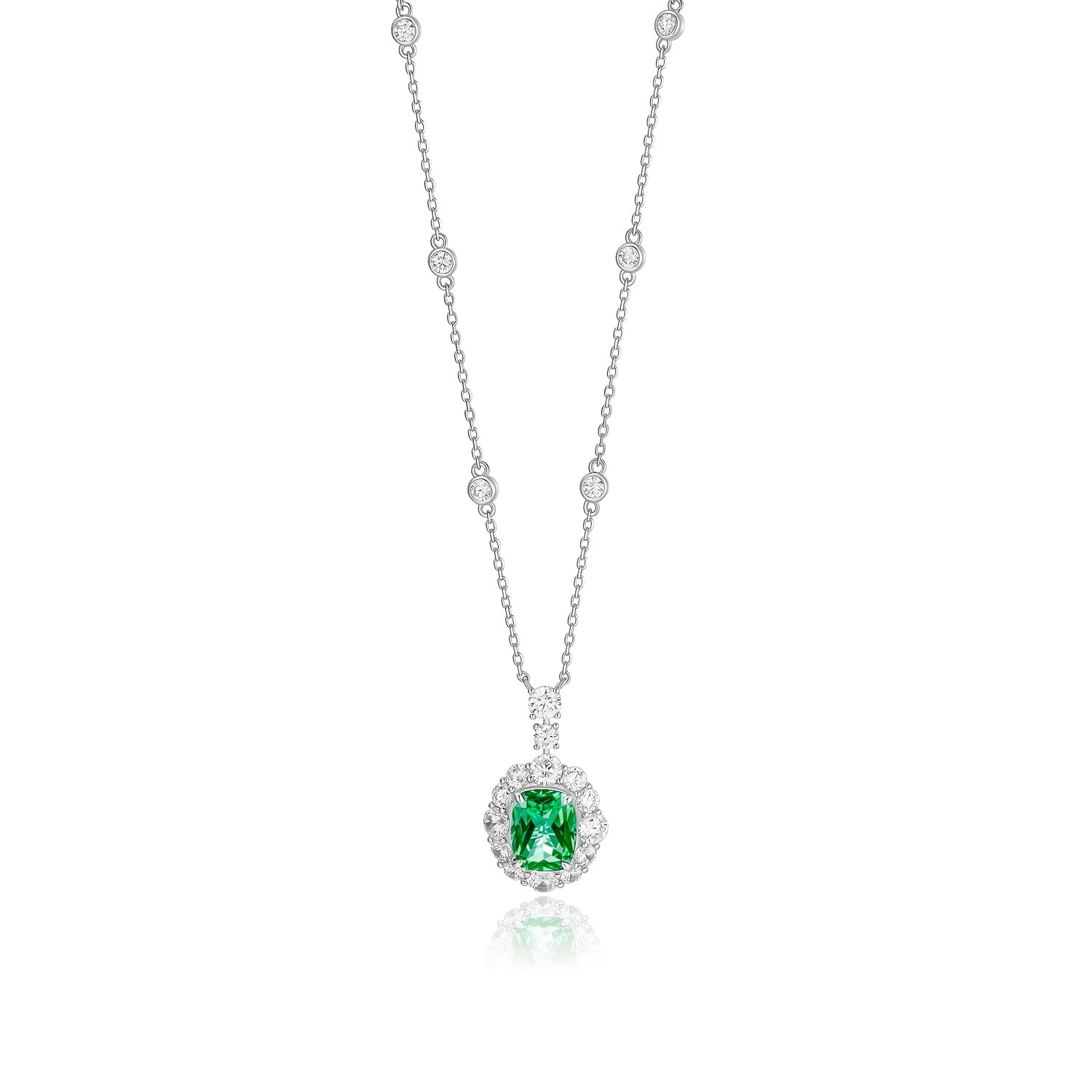 S925 Silver Eclat Emerald Necklace