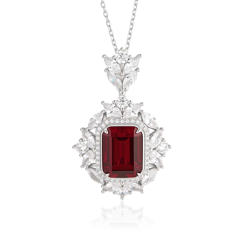 S925 Silver Red Corundum Necklace