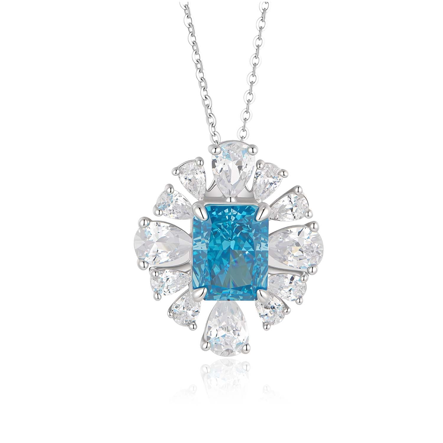 S925 Silver-plated Zirconia Blue Necklace
