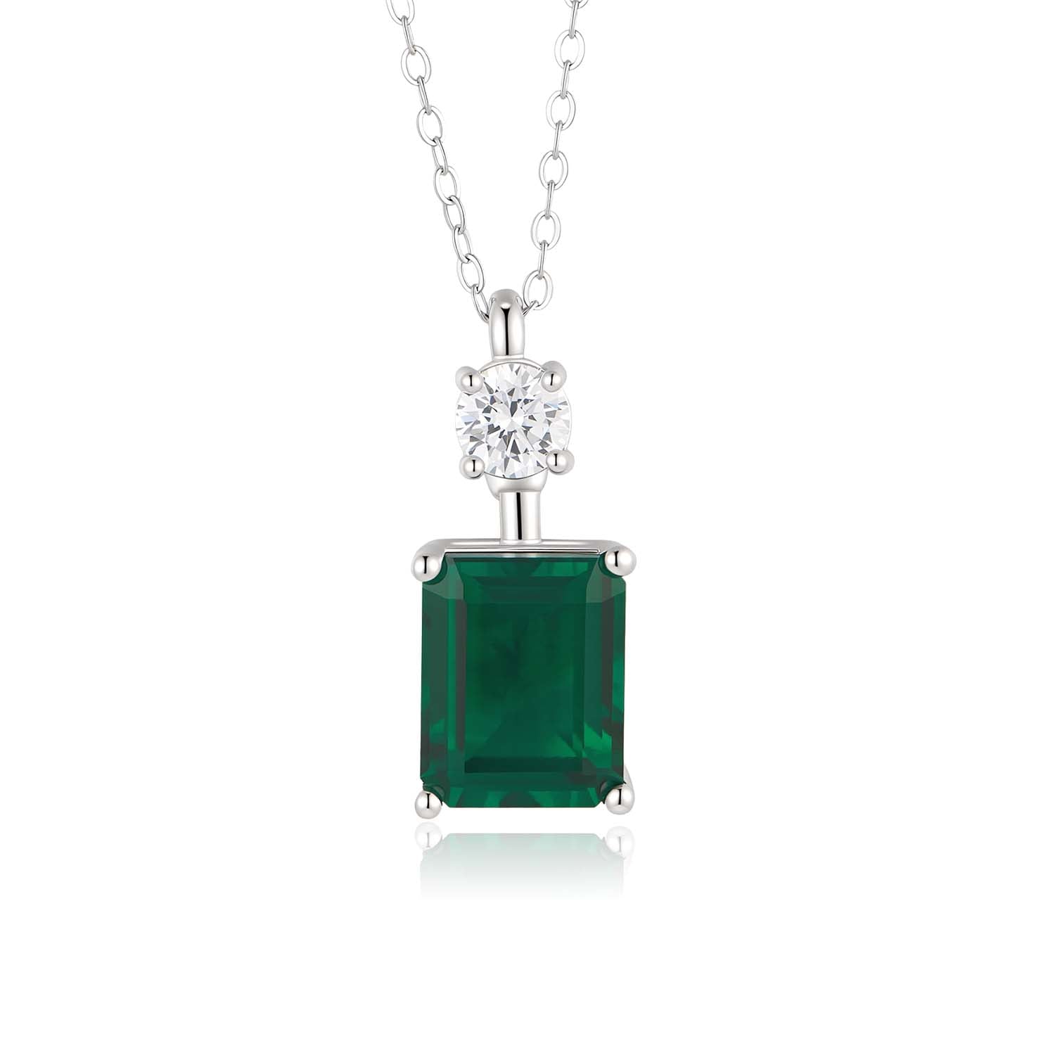 S925 Silver Eclat Emerald Necklace