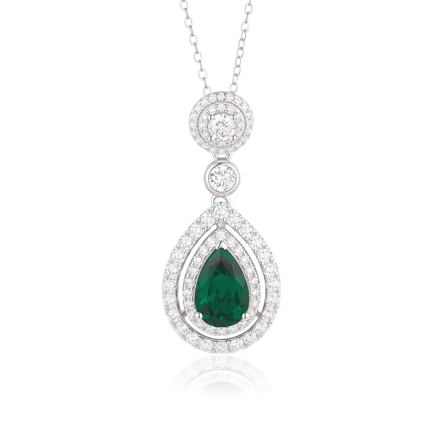 S925 Silver Eclat Emerald Necklace