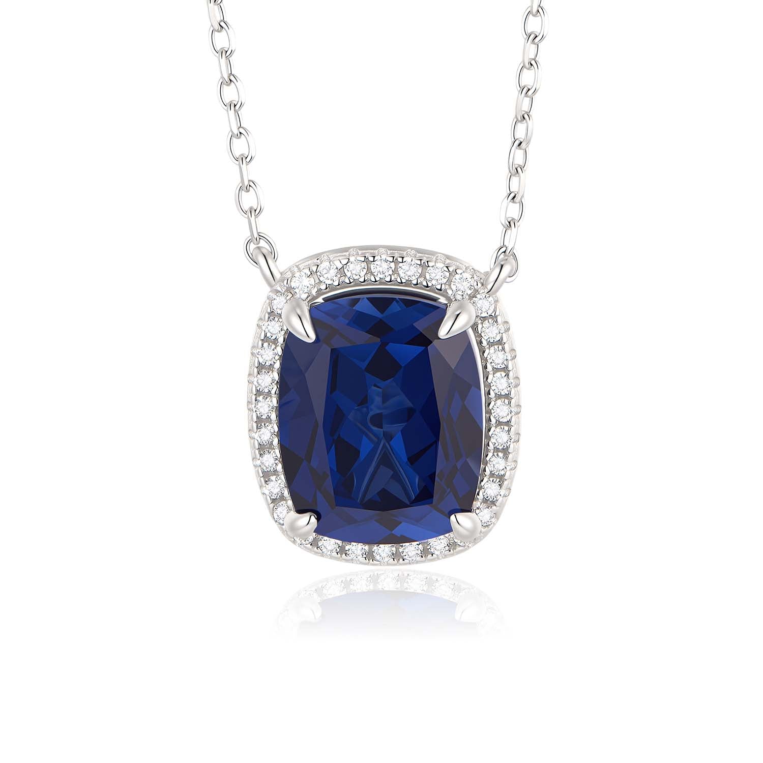 S925 Silver Cultured Blue Sapphire Necklace
