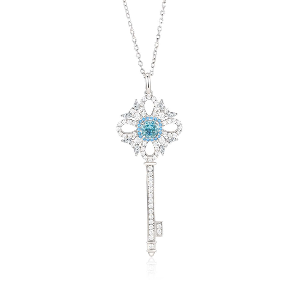 S925 Silver-plated Zirconia Blue Necklace