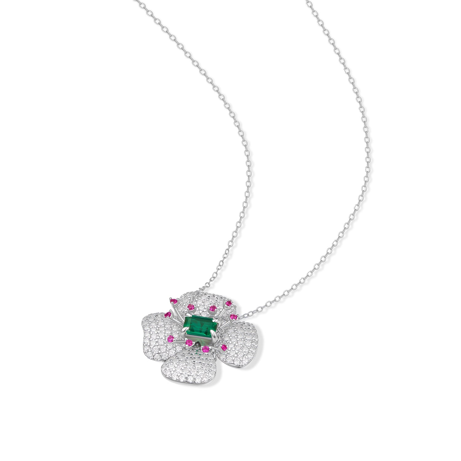 S925 Silver Eclat Emerald Necklace