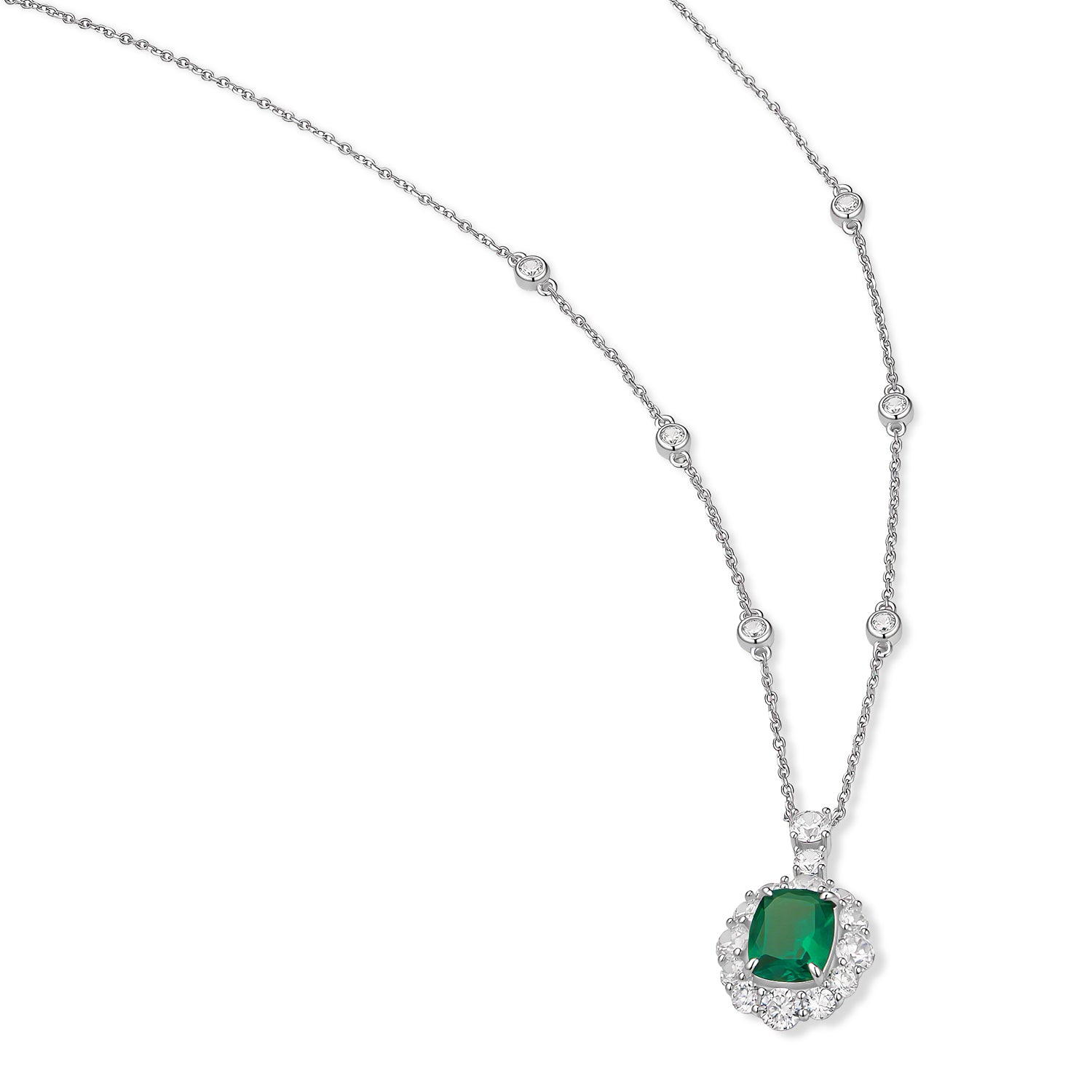 S925 Silver Eclat Emerald Necklace