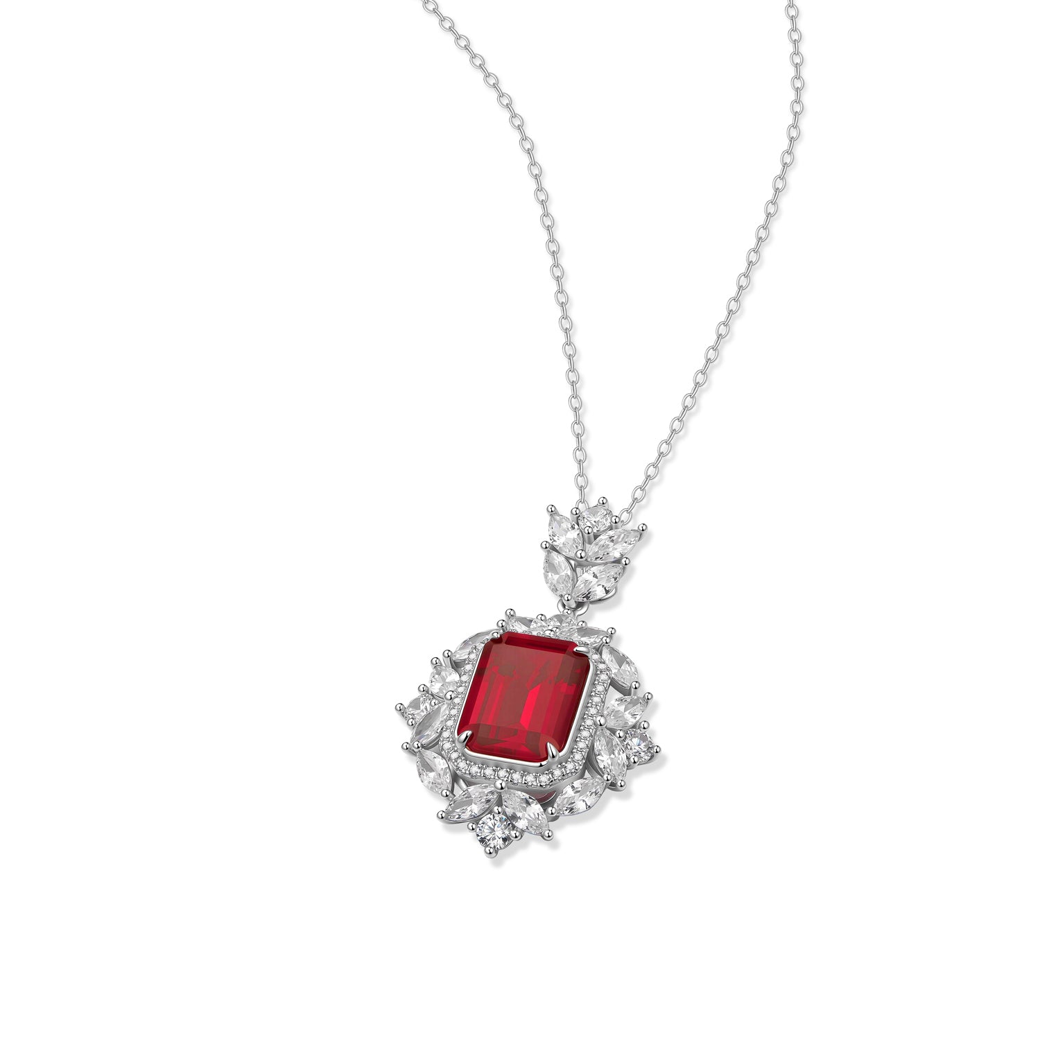 S925 Silver Red Corundum Necklace