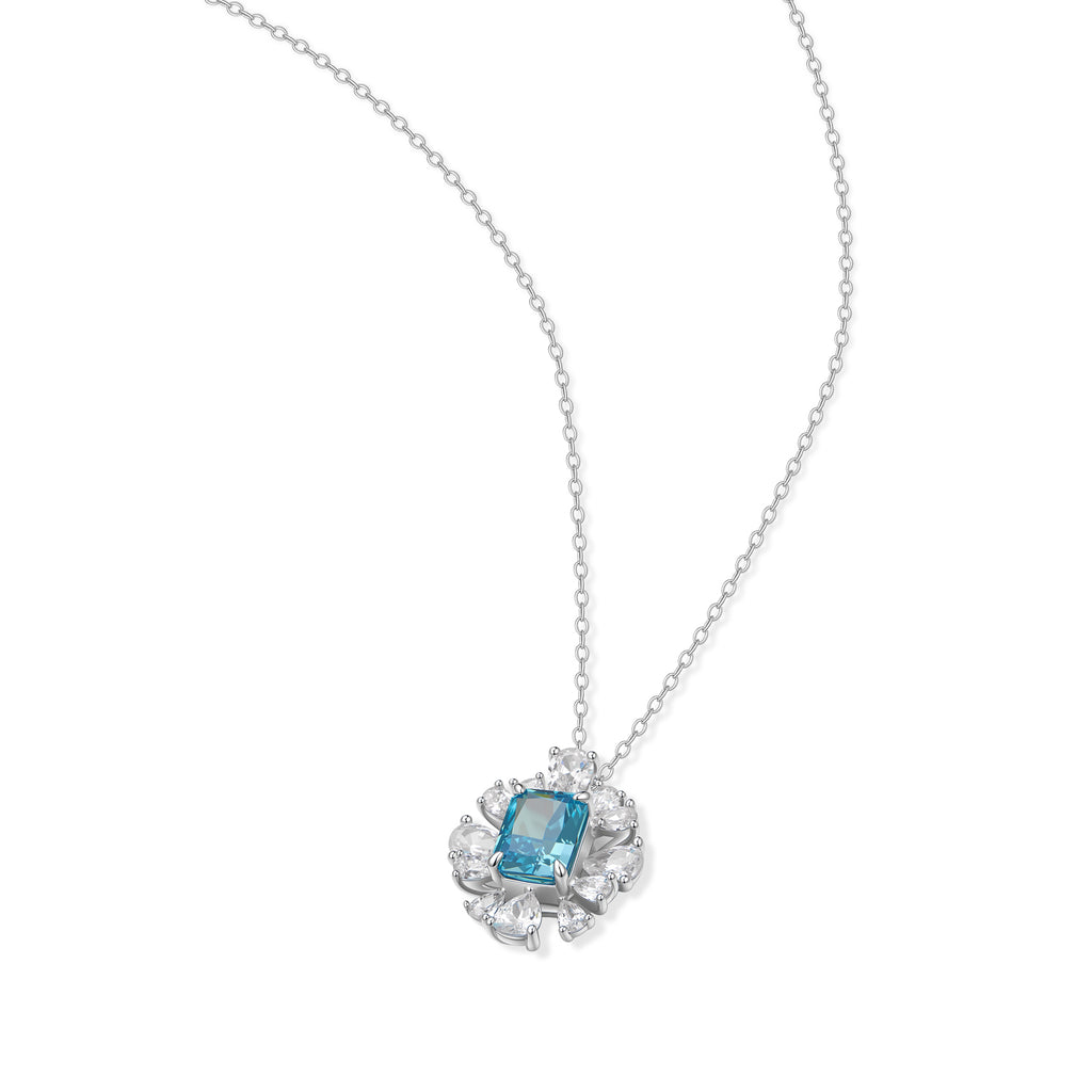 S925 Silver-plated Zirconia Blue Necklace