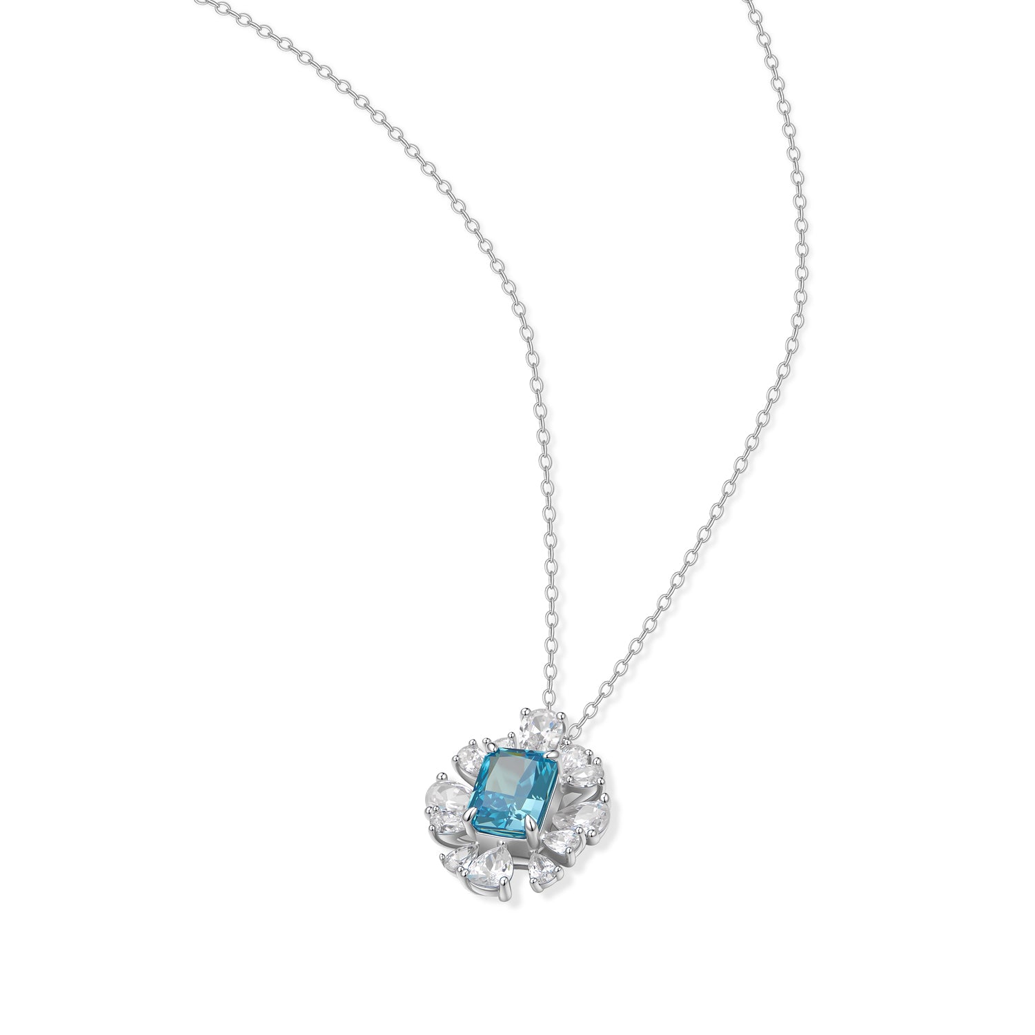 S925 Silver-plated Zirconia Blue Necklace