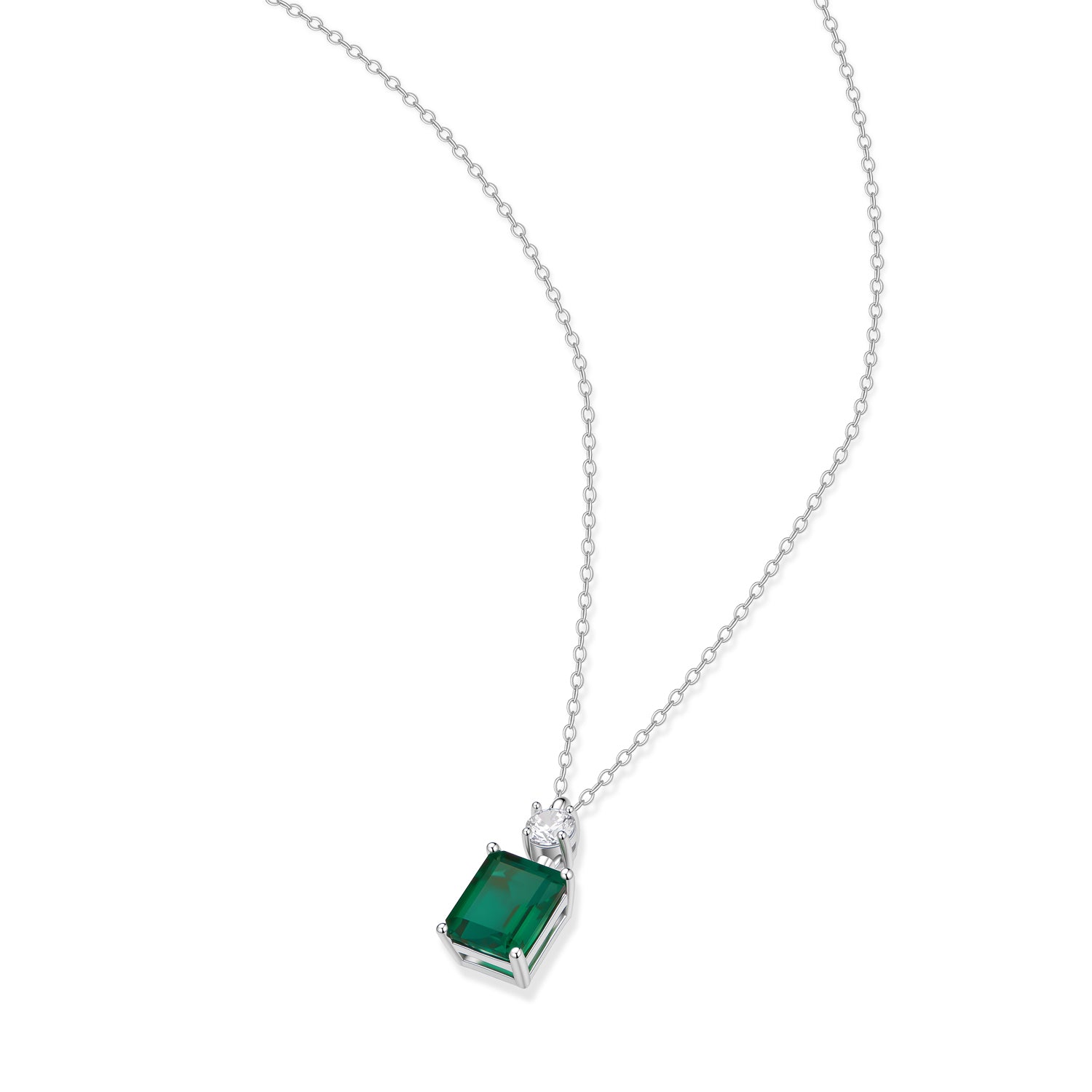 S925 Silver Eclat Emerald Necklace