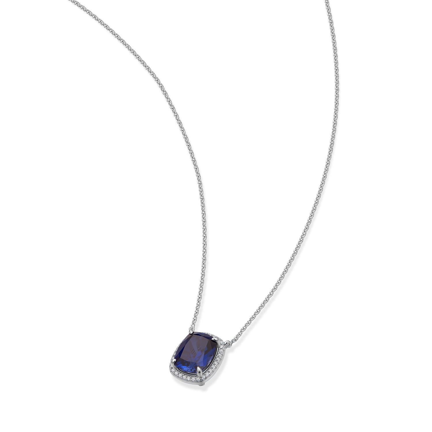 S925 Silver Cultured Blue Sapphire Necklace